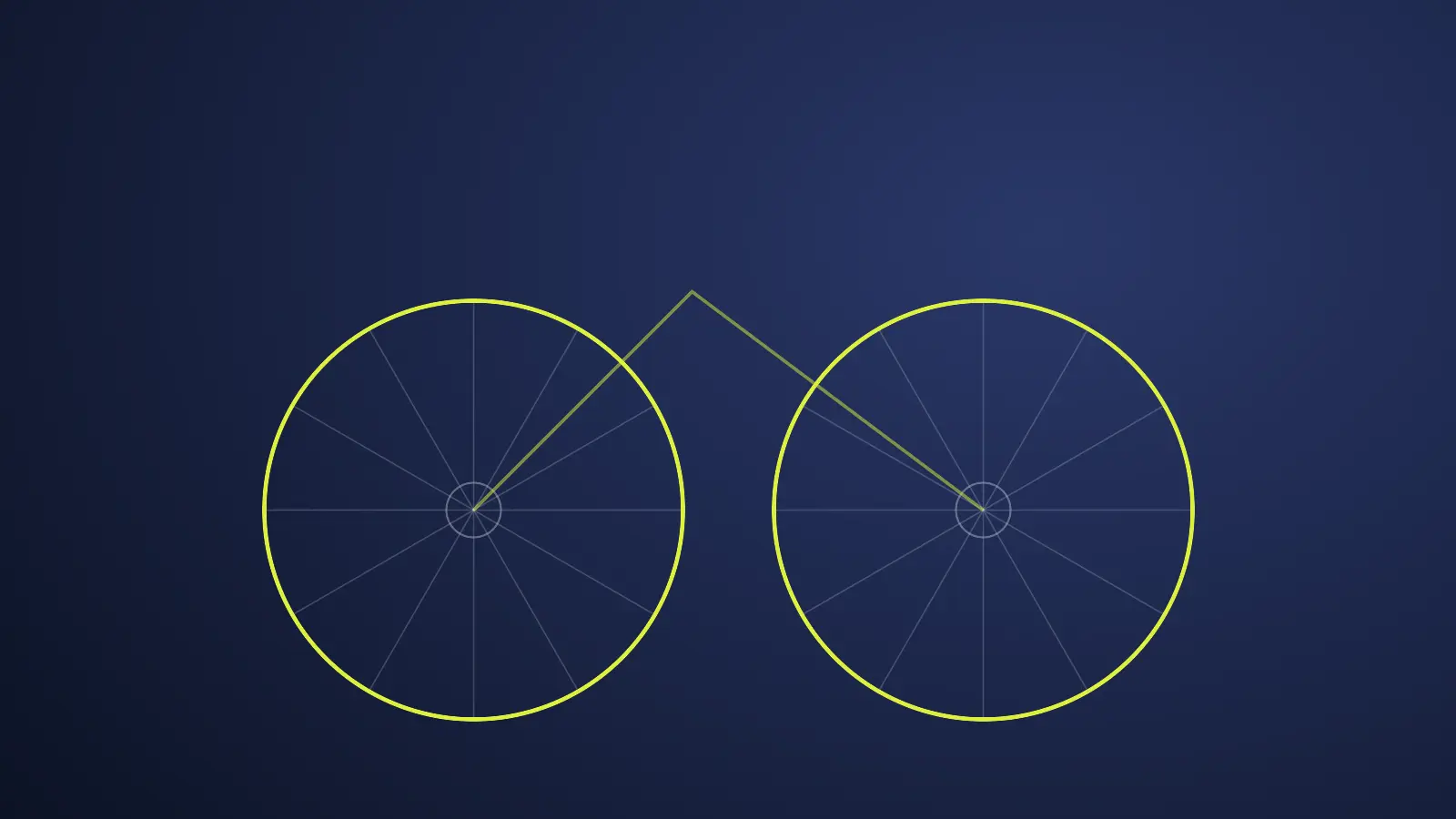 Abstract illustration: two large thin circles side by side, suggesting bicycle wheels
