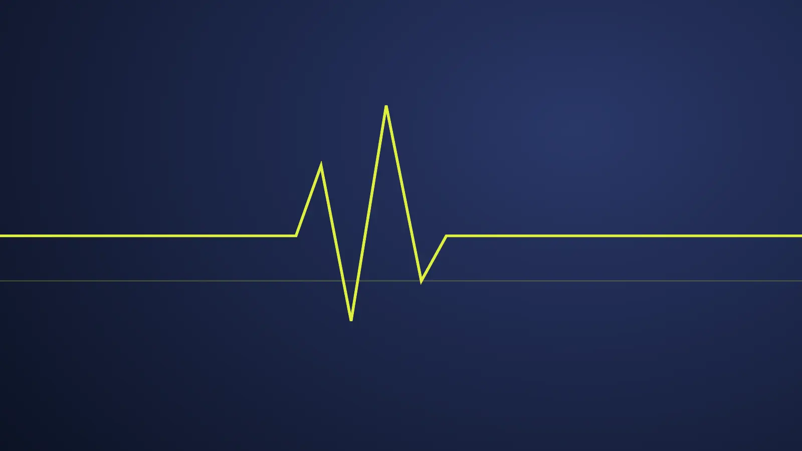 Abstract illustration: a single heartbeat line crossing a dark blue field