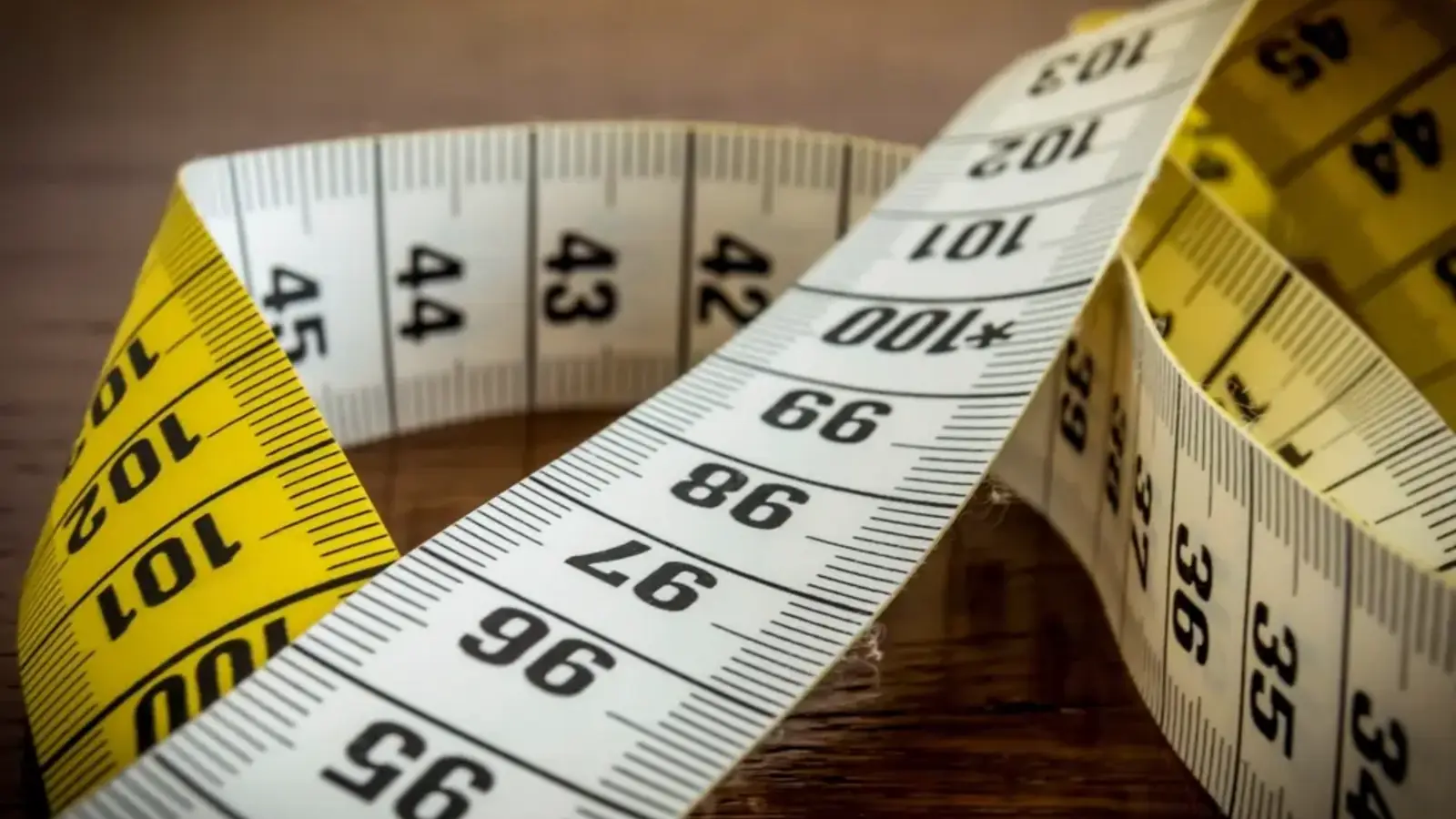 Close-up of a coiled tape measure