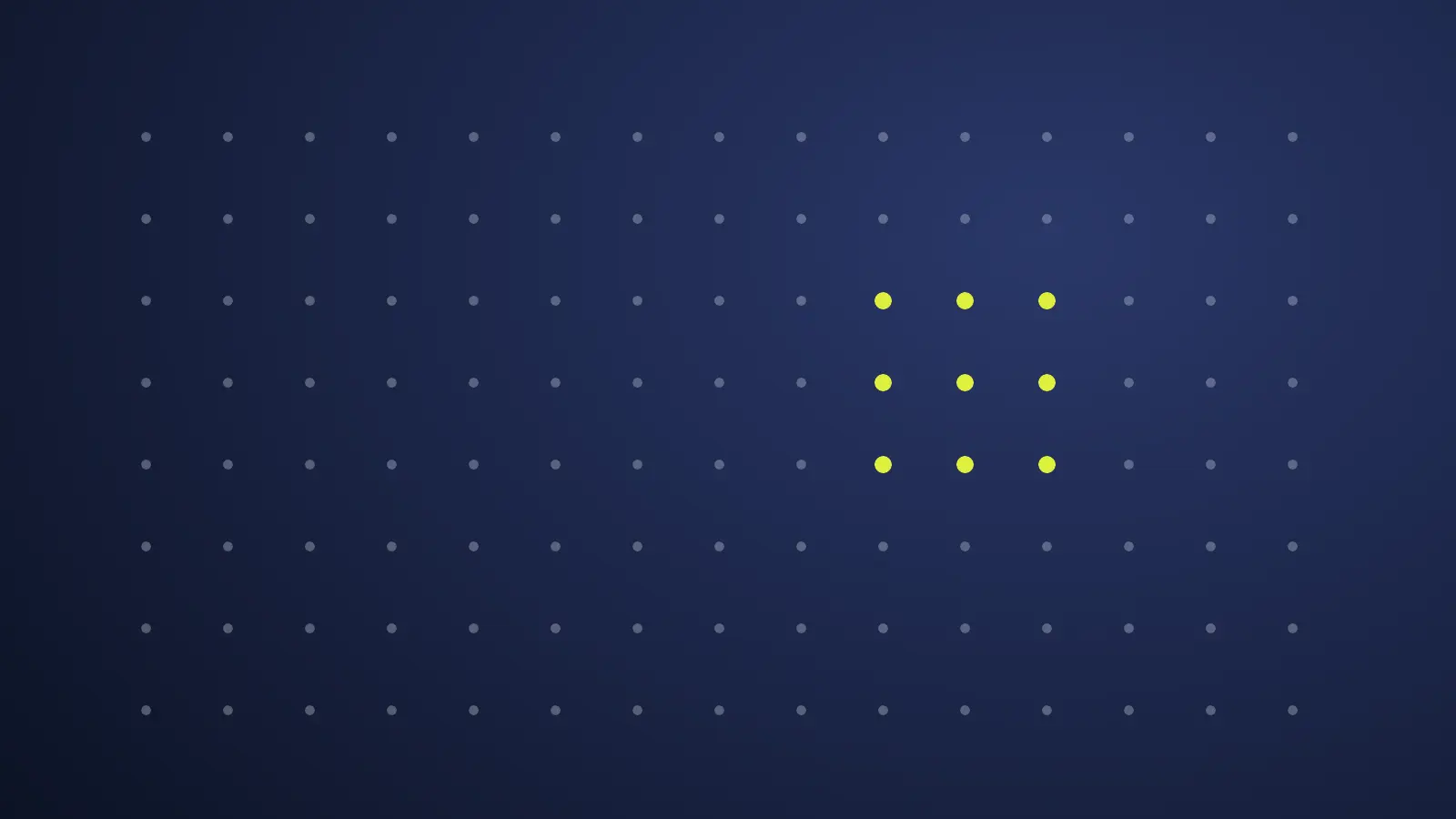 Abstract illustration: an even grid of small dots with one highlighted cluster